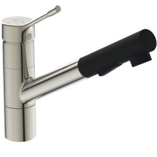 Picture of IDEAL STANDARD Ceralook kitchen mixer tap BlueStart extended base with 2-function spray, 233mm projection #BC297GN - stainless steel