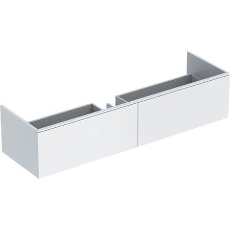 Picture of GEBERIT Xeno² cabinet for washbasin made of solid surface material, with two drawers scultura grey / wooden-textured melamine #500.346.43.1