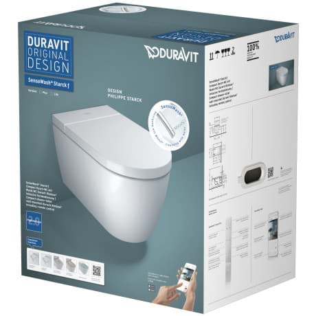 Зображення з  DURAVIT Compact shower toilet Plus 650000 Design by Philippe Starck _ Color 00, 575 mm, White, Seat material type: Duroplast, Lid material type: Duroplast, Warm air dryer, Seat heater, Operation type: Remote control, App, Number of programmable user profiles: 2, Energy saving mode: Adjustable, Packaging dimensions: 455x740x645 mm, Unified Water Label (UWL) Class: 1, Protection type: IPX4 378 x 575