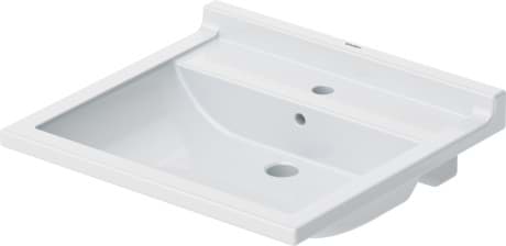 Зображення з  DURAVIT Washbasin Vital 030960 Design by Philippe Starck #03096000001 - p Color 00, White High Gloss, Rectangular, Number of washing areas: 1 Middle, Number of faucet holes per wash area: 1 Middle 600 mm