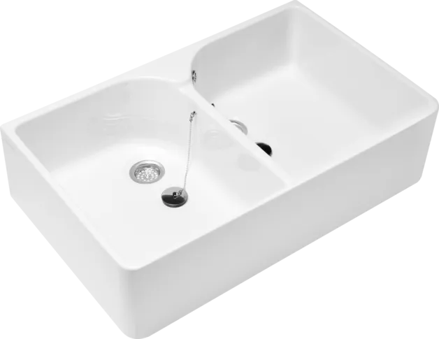 VILLEROY BOCH O.novo Double sink, 510 x 795 x 220 mm, White Alpin CeramicPlus, with overflow #633100R1 resmi