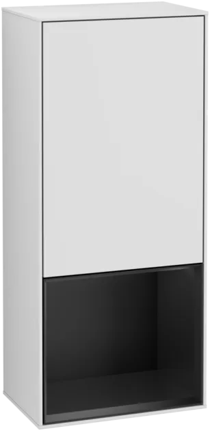 Bild von VILLEROY BOCH Finion Seitenschrank, mit Beleuchtung, 1 Tür, 418 x 936 x 270 mm, White Matt Lacquer / Black Matt Lacquer #G550PDMT