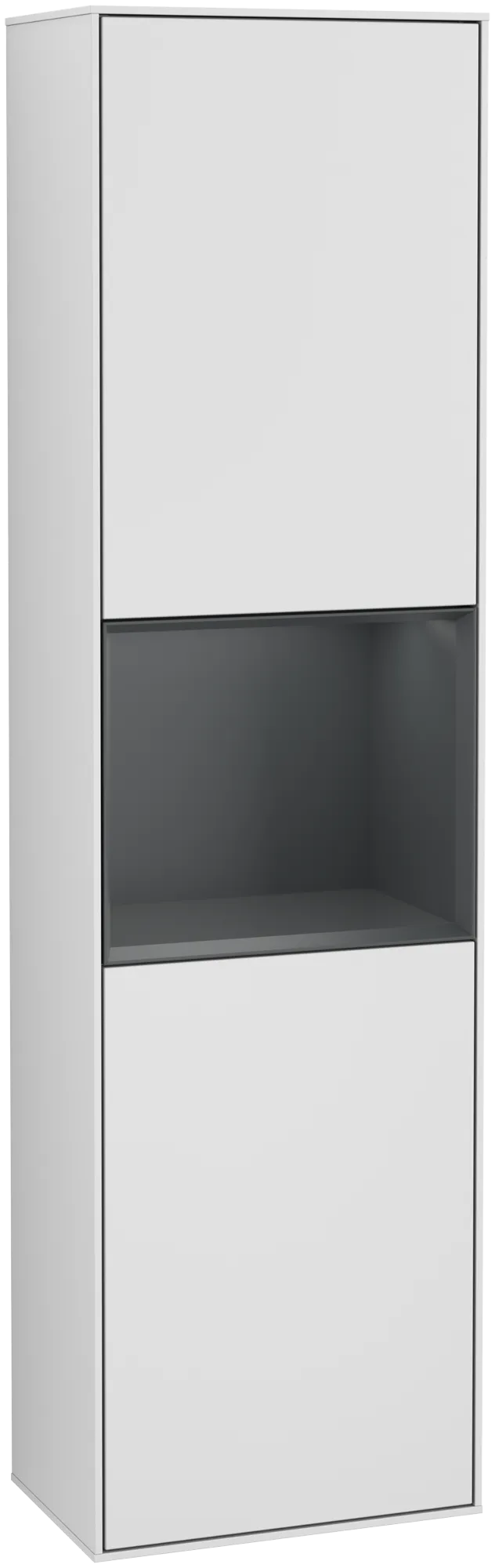 Зображення з  VILLEROY BOCH Finion Tall cabinet, with lighting, 2 doors, 418 x 1516 x 270 mm, White Matt Lacquer / Midnight Blue Matt Lacquer #G470HGMT