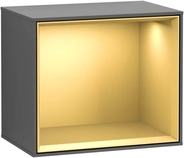 Зображення з  VILLEROY BOCH Finion Shelf module, with lighting, 418 x 340 x 270 mm, Anthracite Matt Lacquer / Gold Matt Lacquer #G580HFGK