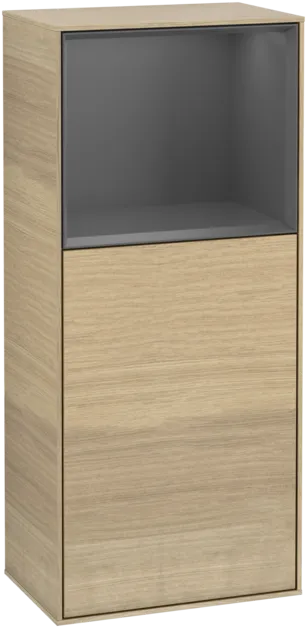 εικόνα του VILLEROY BOCH Finion Side cabinet, with lighting, 1 door, 418 x 936 x 270 mm, Oak Veneer / Anthracite Matt Lacquer #G500GKPC