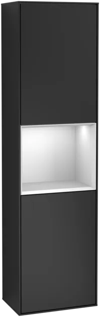 Bild von VILLEROY BOCH Finion Hochschrank, mit Beleuchtung, 2 Türen, 418 x 1516 x 270 mm, Black Matt Lacquer / White Matt Lacquer #G460MTPD