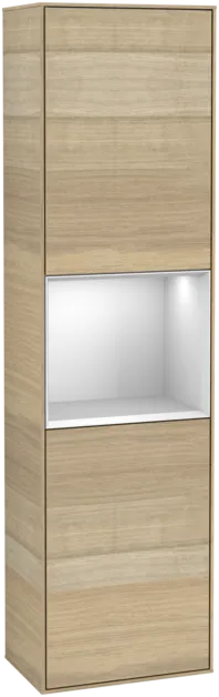 Bild von VILLEROY BOCH Finion Hochschrank, mit Beleuchtung, 2 Türen, 418 x 1516 x 270 mm, Oak Veneer / White Matt Lacquer #G460MTPC