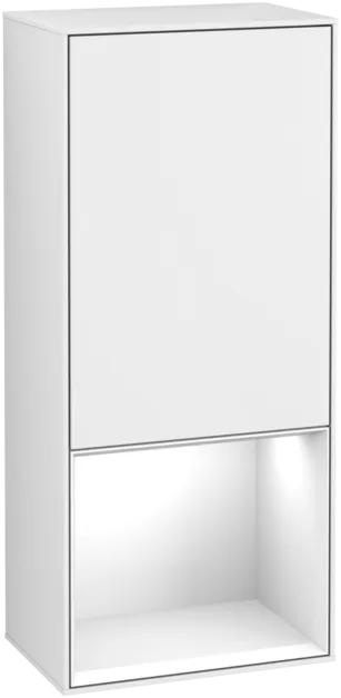 Bild von VILLEROY BOCH Finion Seitenschrank, mit Beleuchtung, 1 Tür, 418 x 936 x 270 mm, Glossy White Lacquer / Glossy White Lacquer #G550GFGF