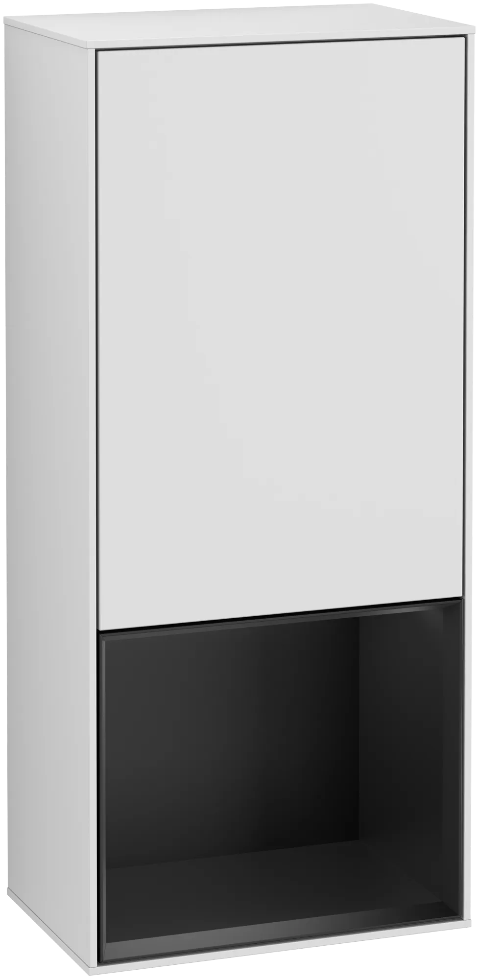 Bild von VILLEROY BOCH Finion Seitenschrank, mit Beleuchtung, 1 Tür, 418 x 936 x 270 mm, White Matt Lacquer / Black Matt Lacquer #G540PDMT
