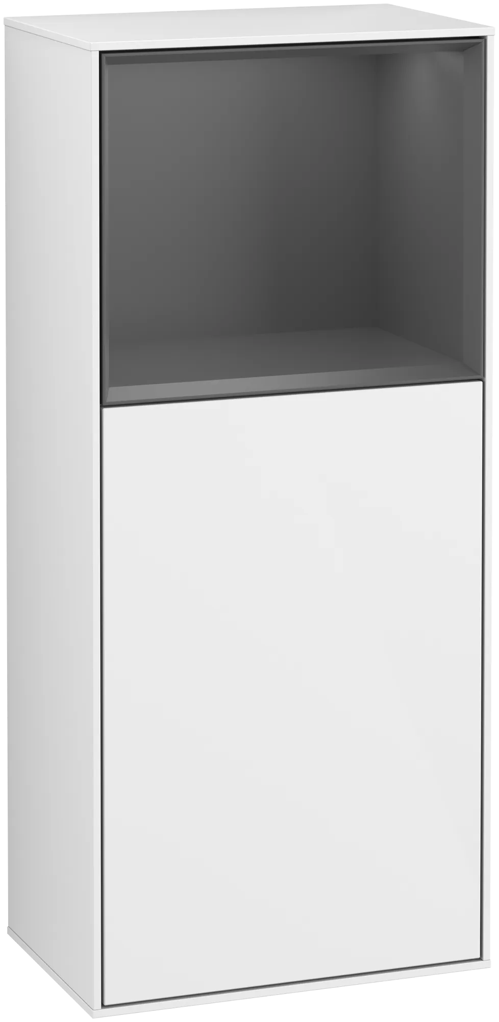 Bild von VILLEROY BOCH Finion Seitenschrank, mit Beleuchtung, 1 Tür, 418 x 936 x 270 mm, Glossy White Lacquer / Anthracite Matt Lacquer #G500GKGF