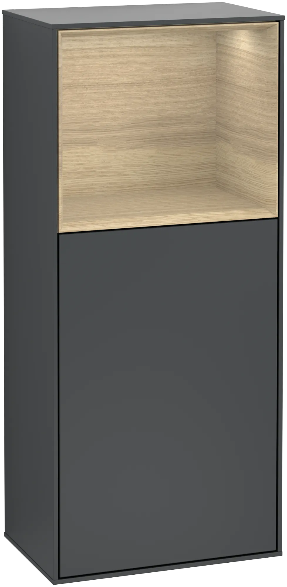 Obrázek VILLEROY BOCH Finion Side cabinet, with lighting, 1 door, 418 x 936 x 270 mm, Midnight Blue Matt Lacquer / Oak Veneer #G510PCHG