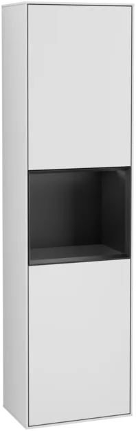 Obrázek VILLEROY BOCH Finion Tall cabinet, with lighting, 2 doors, 418 x 1516 x 270 mm, White Matt Lacquer / Black Matt Lacquer #G460PDMT
