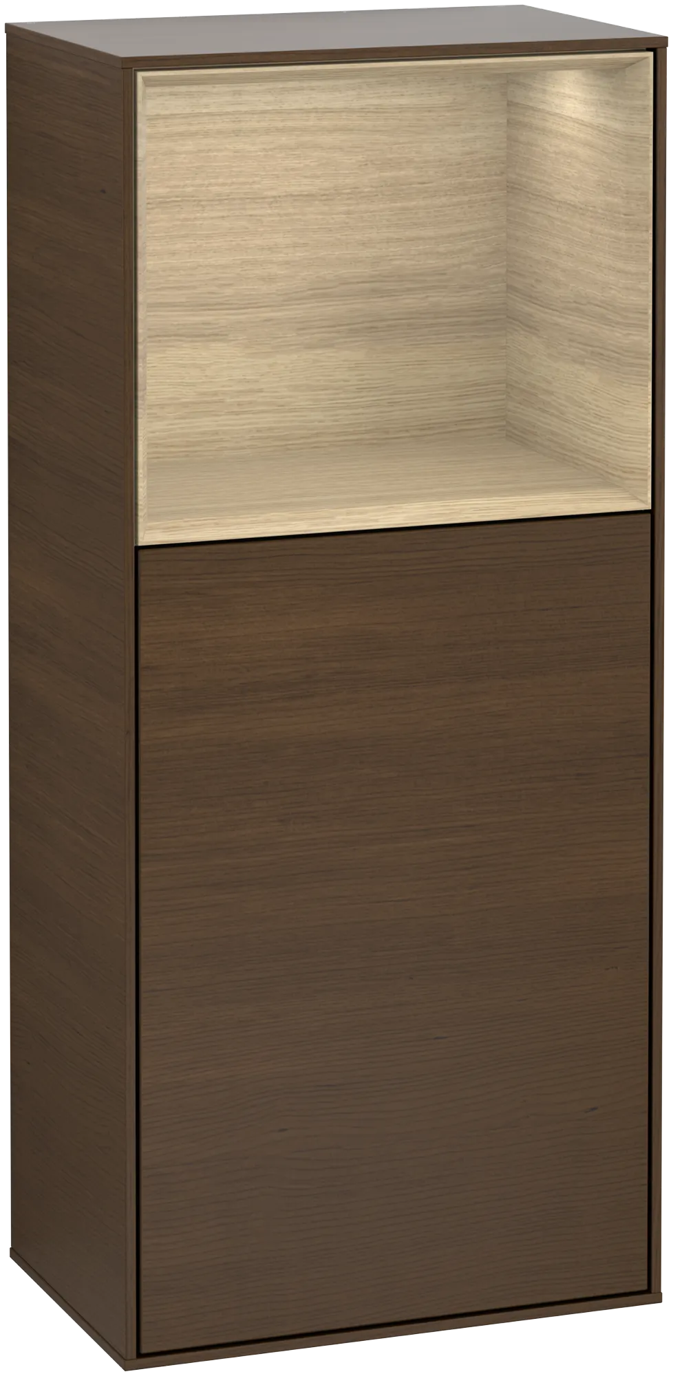 Obrázek VILLEROY BOCH Finion Side cabinet, with lighting, 1 door, 418 x 936 x 270 mm, Walnut Veneer / Oak Veneer #G510PCGN