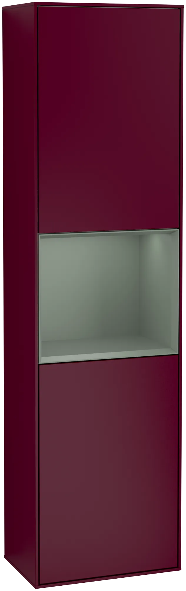Obrázek VILLEROY BOCH Finion Tall cabinet, with lighting, 2 doors, 418 x 1516 x 270 mm, Peony Matt Lacquer / Olive Matt Lacquer #G470GMHB