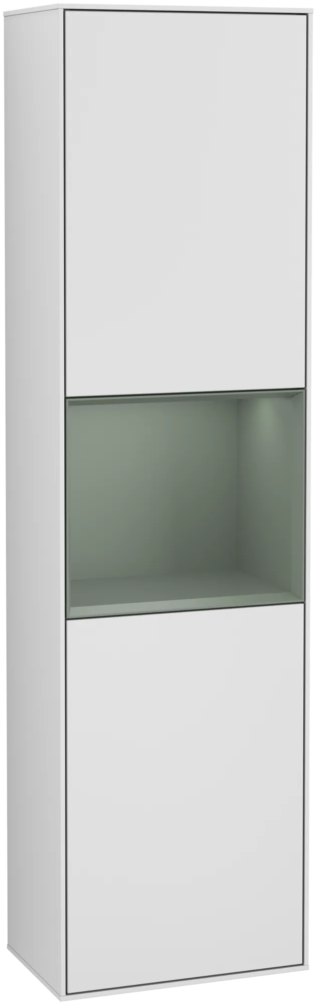 Bild von VILLEROY BOCH Finion Hochschrank, mit Beleuchtung, 2 Türen, 418 x 1516 x 270 mm, White Matt Lacquer / Olive Matt Lacquer #G470GMMT