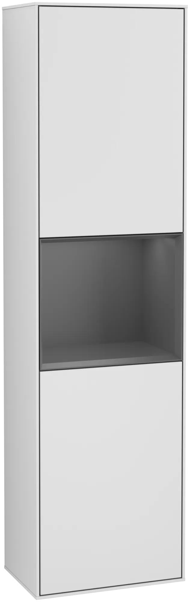 Bild von VILLEROY BOCH Finion Hochschrank, mit Beleuchtung, 2 Türen, 418 x 1516 x 270 mm, White Matt Lacquer / Anthracite Matt Lacquer #G470GKMT