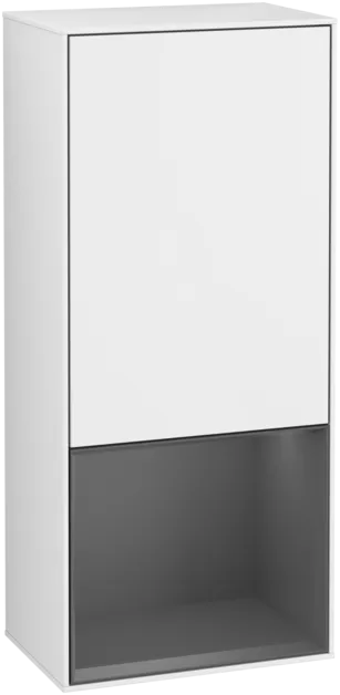 Bild von VILLEROY BOCH Finion Seitenschrank, mit Beleuchtung, 1 Tür, 418 x 936 x 270 mm, Glossy White Lacquer / Anthracite Matt Lacquer #G540GKGF