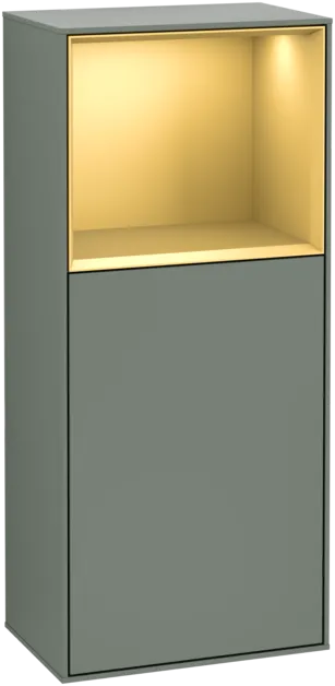 VILLEROY BOCH Finion Side cabinet, with lighting, 1 door, 418 x 936 x 270 mm, Olive Matt Lacquer / Gold Matt Lacquer #G500HFGM resmi