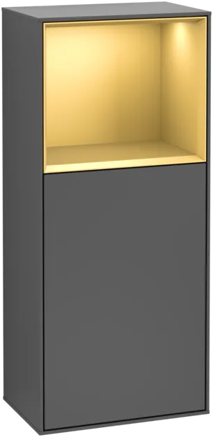 Bild von VILLEROY BOCH Finion Seitenschrank, mit Beleuchtung, 1 Tür, 418 x 936 x 270 mm, Anthracite Matt Lacquer / Gold Matt Lacquer #G500HFGK