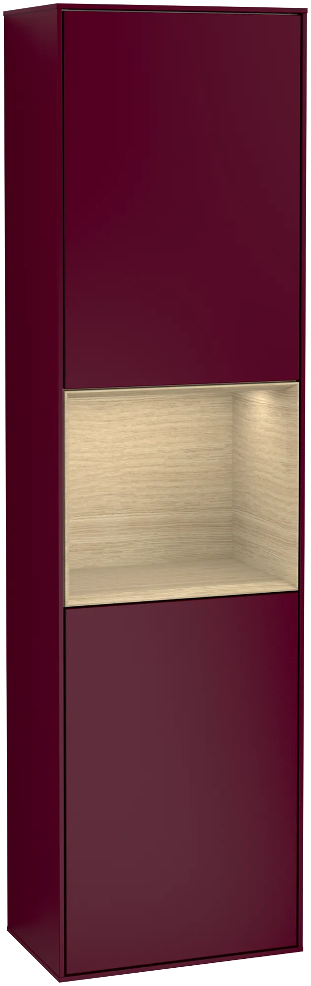 VILLEROY BOCH Finion Tall cabinet, with lighting, 2 doors, 418 x 1516 x 270 mm, Peony Matt Lacquer / Oak Veneer #G470PCHB resmi