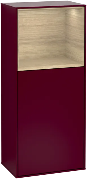 Bild von VILLEROY BOCH Finion Seitenschrank, mit Beleuchtung, 1 Tür, 418 x 936 x 270 mm, Peony Matt Lacquer / Oak Veneer #G500PCHB