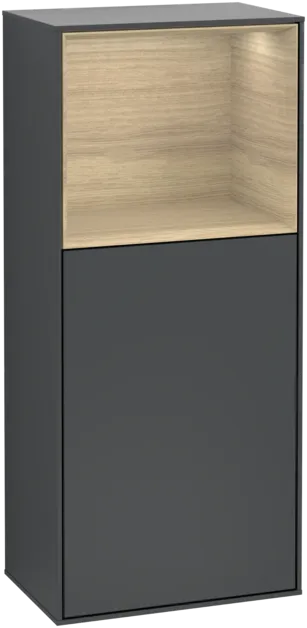 VILLEROY BOCH Finion Side cabinet, with lighting, 1 door, 418 x 936 x 270 mm, Midnight Blue Matt Lacquer / Oak Veneer #G500PCHG resmi