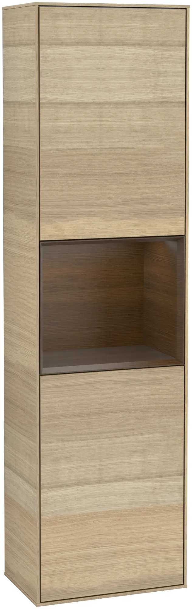 VILLEROY BOCH Finion Tall cabinet, with lighting, 2 doors, 418 x 1516 x 270 mm, Oak Veneer / Walnut Veneer #G460GNPC resmi