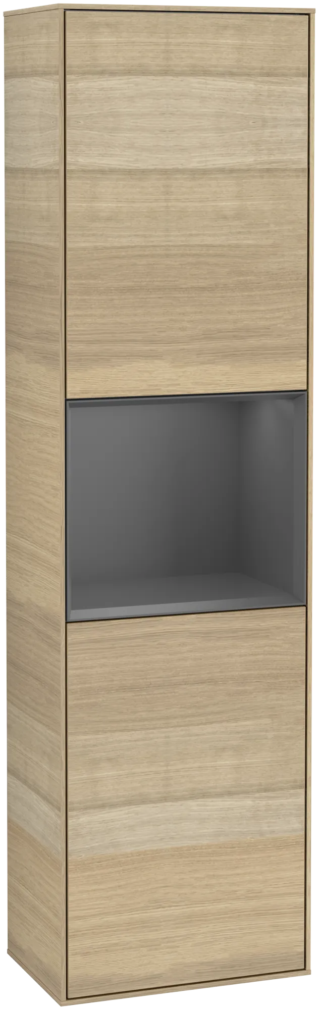 VILLEROY BOCH Finion Tall cabinet, with lighting, 2 doors, 418 x 1516 x 270 mm, Oak Veneer / Anthracite Matt Lacquer #G470GKPC resmi