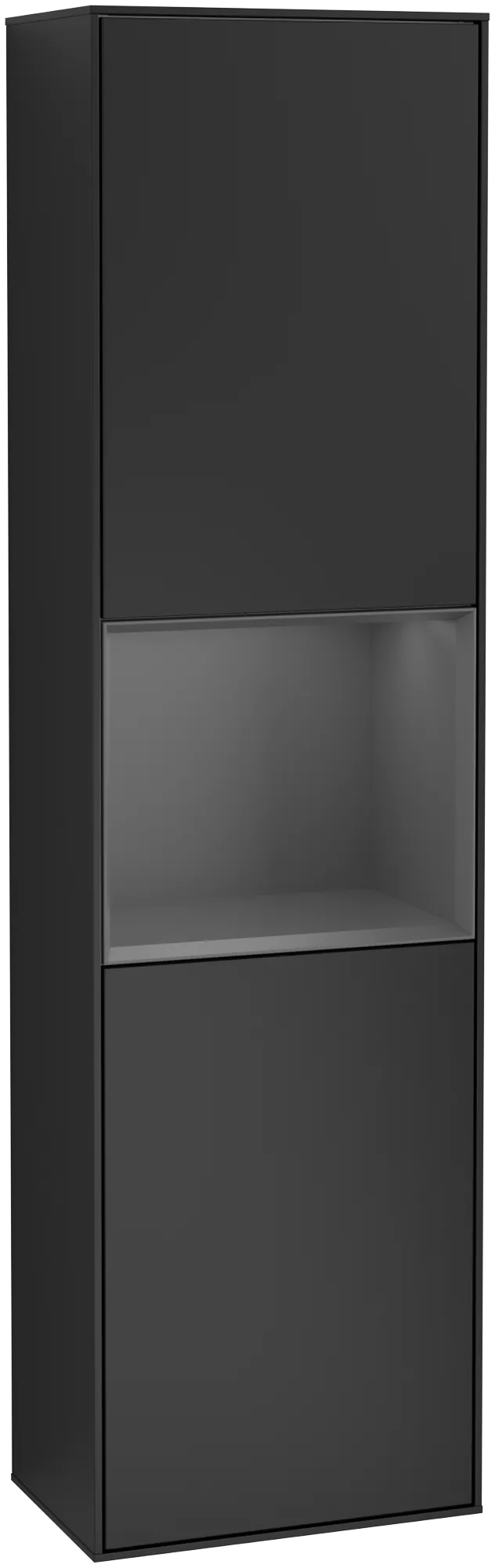 Bild von VILLEROY BOCH Finion Hochschrank, mit Beleuchtung, 2 Türen, 418 x 1516 x 270 mm, Black Matt Lacquer / Anthracite Matt Lacquer #G470GKPD