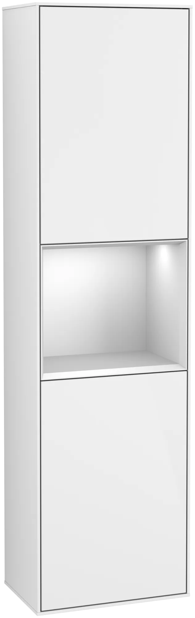 VILLEROY BOCH Finion Tall cabinet, with lighting, 2 doors, 418 x 1516 x 270 mm, Glossy White Lacquer / White Matt Lacquer #G460MTGF resmi