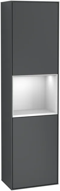 VILLEROY BOCH Finion Tall cabinet, with lighting, 2 doors, 418 x 1516 x 270 mm, Midnight Blue Matt Lacquer / White Matt Lacquer #G460MTHG resmi