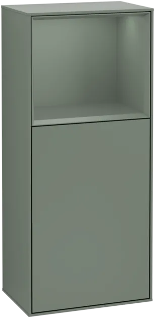 Picture of VILLEROY BOCH Finion Side cabinet, with lighting, 1 door, 418 x 936 x 270 mm, Olive Matt Lacquer / Olive Matt Lacquer #G510GMGM