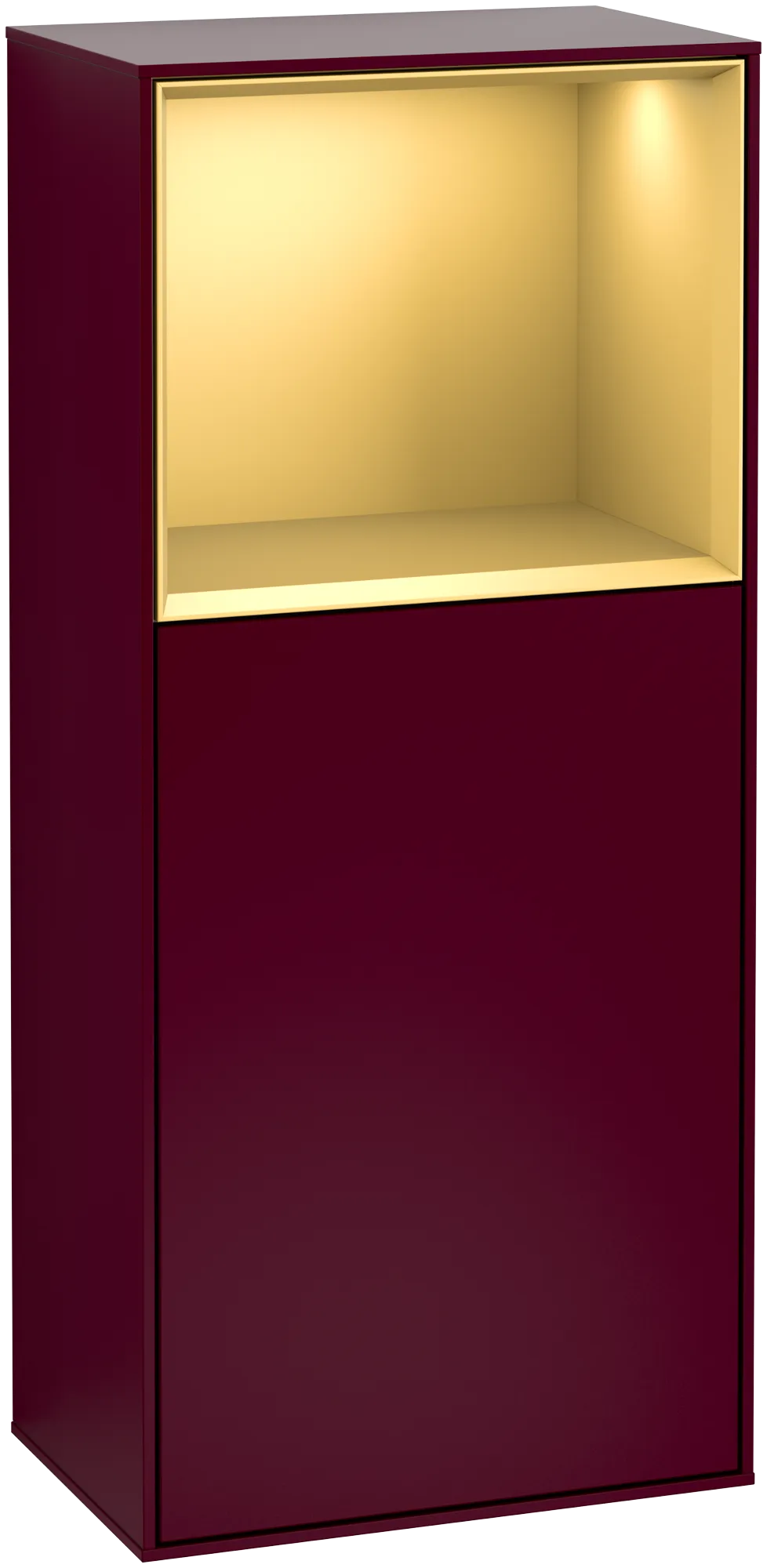 Bild von VILLEROY BOCH Finion Seitenschrank, mit Beleuchtung, 1 Tür, 418 x 936 x 270 mm, Peony Matt Lacquer / Gold Matt Lacquer #G500HFHB