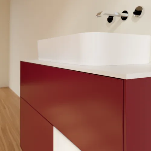 Bild von VILLEROY BOCH Finion Waschbeckenunterschrank, mit Beleuchtung, 2 Auszüge, 1000 x 603 x 501 mm, Peony Matt Lacquer / Glossy White Lacquer / Glass White Matt #G661GFHB