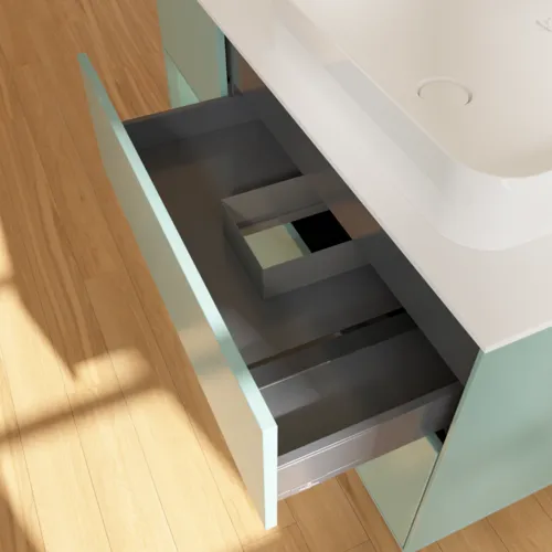 VILLEROY BOCH Finion Waschbeckenunterschrank, mit Beleuchtung, 3 Auszüge, 1200 x 603 x 501 mm, Olive Matt Lacquer / Olive Matt Lacquer / Glass White Matt #G681GMGM, Bild 8
