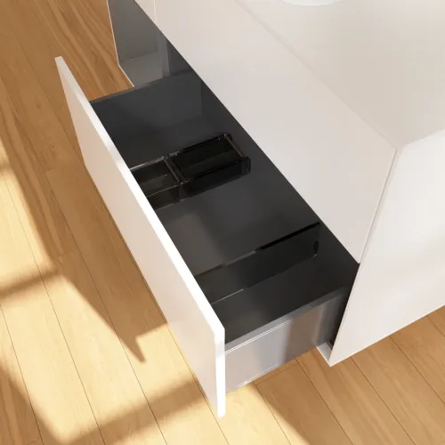 Bild von VILLEROY BOCH Finion Waschbeckenunterschrank, mit Beleuchtung, 3 Auszüge, 1200 x 603 x 501 mm, White Matt Lacquer / Anthracite Matt Lacquer / Glass White Matt #G701GKMT
