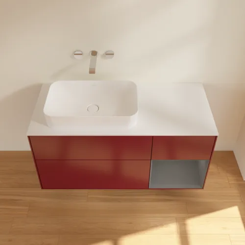 Bild von VILLEROY BOCH Finion Waschbeckenunterschrank, mit Beleuchtung, 3 Auszüge, 1200 x 603 x 501 mm, Peony Matt Lacquer / Anthracite Matt Lacquer / Glass White Matt #G691GKHB