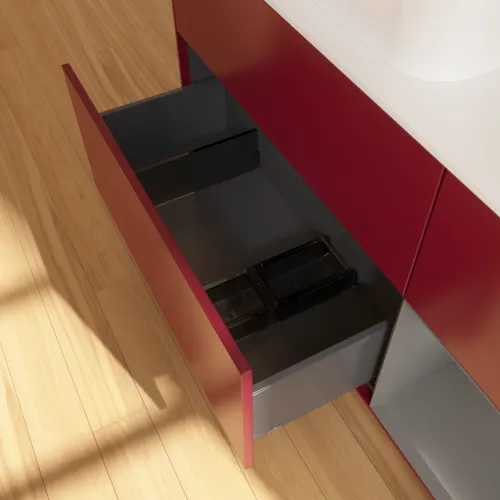 Bild von VILLEROY BOCH Finion Waschbeckenunterschrank, mit Beleuchtung, 3 Auszüge, 1200 x 603 x 501 mm, Peony Matt Lacquer / Anthracite Matt Lacquer / Glass White Matt #G691GKHB