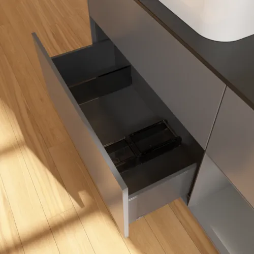 Bild von VILLEROY BOCH Finion Waschbeckenunterschrank, mit Beleuchtung, 3 Auszüge, 1200 x 603 x 501 mm, Anthracite Matt Lacquer / Anthracite Matt Lacquer / Glass Black Matt #G692GKGK