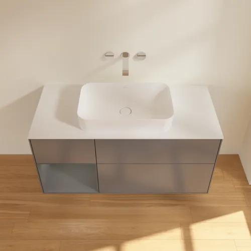Bild von VILLEROY BOCH Finion Waschbeckenunterschrank, mit Beleuchtung, 3 Auszüge, 1200 x 603 x 501 mm, Anthracite Matt Lacquer / Anthracite Matt Lacquer / Glass White Matt #G701GKGK