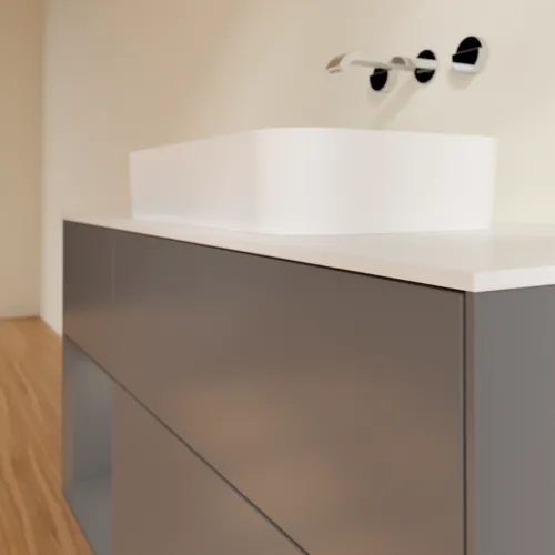 Bild von VILLEROY BOCH Finion Waschbeckenunterschrank, mit Beleuchtung, 3 Auszüge, 1200 x 603 x 501 mm, Anthracite Matt Lacquer / Anthracite Matt Lacquer / Glass White Matt #G701GKGK