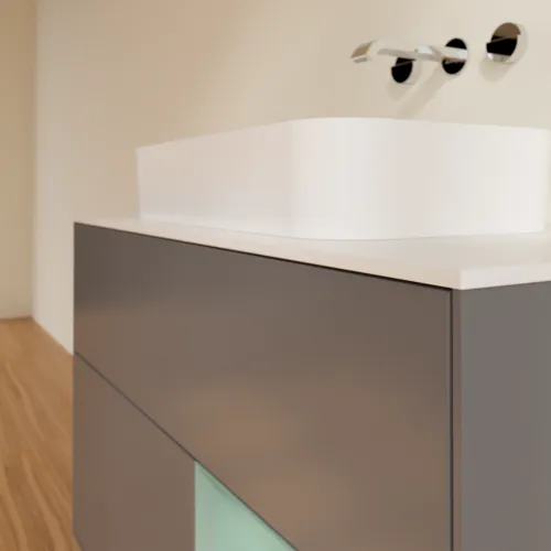Bild von VILLEROY BOCH Finion Waschbeckenunterschrank, mit Beleuchtung, 2 Auszüge, 1000 x 603 x 501 mm, Anthracite Matt Lacquer / Olive Matt Lacquer / Glass White Matt #G661GMGK