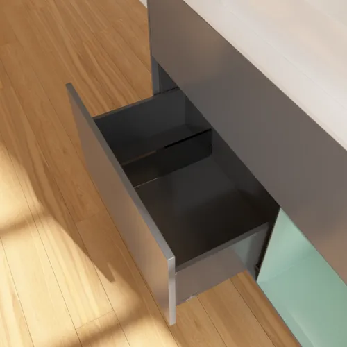 Bild von VILLEROY BOCH Finion Waschbeckenunterschrank, mit Beleuchtung, 2 Auszüge, 1000 x 603 x 501 mm, Anthracite Matt Lacquer / Olive Matt Lacquer / Glass White Matt #G661GMGK