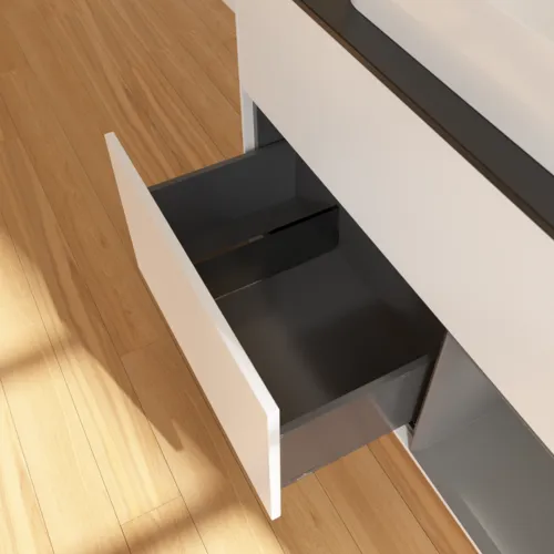 Bild von VILLEROY BOCH Finion Waschbeckenunterschrank, mit Beleuchtung, 2 Auszüge, 1000 x 603 x 501 mm, White Matt Lacquer / Anthracite Matt Lacquer / Glass Black Matt #G662GKMT