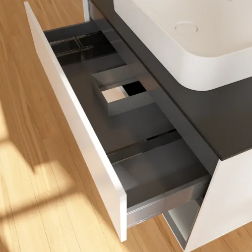 Bild von VILLEROY BOCH Finion Waschbeckenunterschrank, mit Beleuchtung, 2 Auszüge, 1000 x 603 x 501 mm, White Matt Lacquer / Anthracite Matt Lacquer / Glass Black Matt #G662GKMT