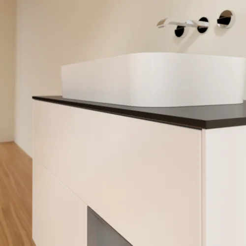 Bild von VILLEROY BOCH Finion Waschbeckenunterschrank, mit Beleuchtung, 2 Auszüge, 1000 x 603 x 501 mm, White Matt Lacquer / Anthracite Matt Lacquer / Glass Black Matt #G662GKMT