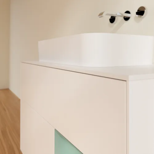 Picture of VILLEROY BOCH Finion Vanity unit, with lighting, 2 pull-out compartments, 1000 x 603 x 501 mm, White Matt Lacquer / Olive Matt Lacquer / Glass White Matt #G661GMMT