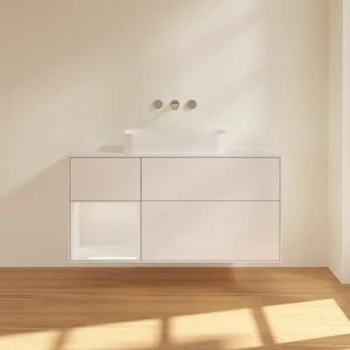 Bild von VILLEROY BOCH Finion Waschbeckenunterschrank, mit Beleuchtung, 3 Auszüge, 1200 x 603 x 501 mm, Glossy White Lacquer / Glossy White Lacquer / Glass White Matt #G701GFGF