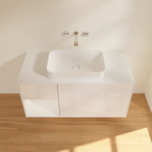 Bild von VILLEROY BOCH Finion Waschbeckenunterschrank, mit Beleuchtung, 3 Auszüge, 1200 x 603 x 501 mm, Glossy White Lacquer / Glossy White Lacquer / Glass White Matt #G701GFGF