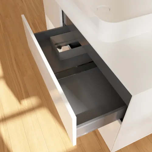 Bild von VILLEROY BOCH Finion Waschbeckenunterschrank, mit Beleuchtung, 3 Auszüge, 1200 x 603 x 501 mm, Glossy White Lacquer / Glossy White Lacquer / Glass White Matt #G701GFGF